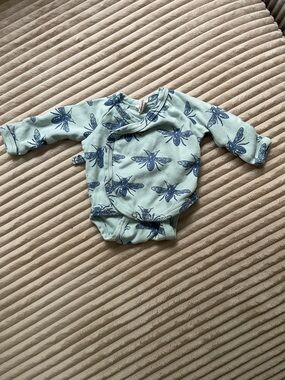 kate quinn blue Baby Onesie with Navy Bee Print